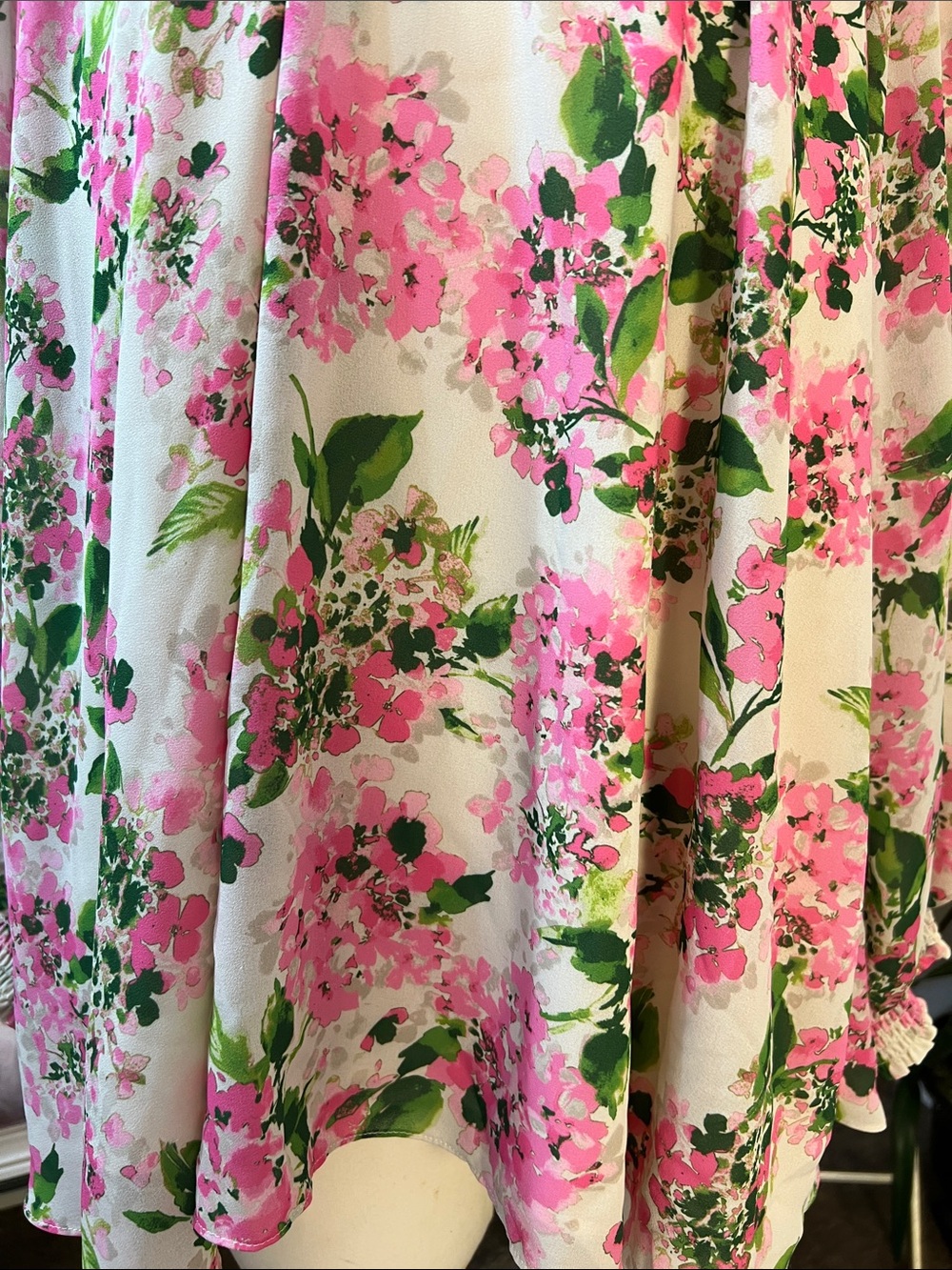Tuckernuck Pink Hydrangea Floral Smocked-Neck Long.Sleeve Blouse Size XXL - Picture 4 of 12